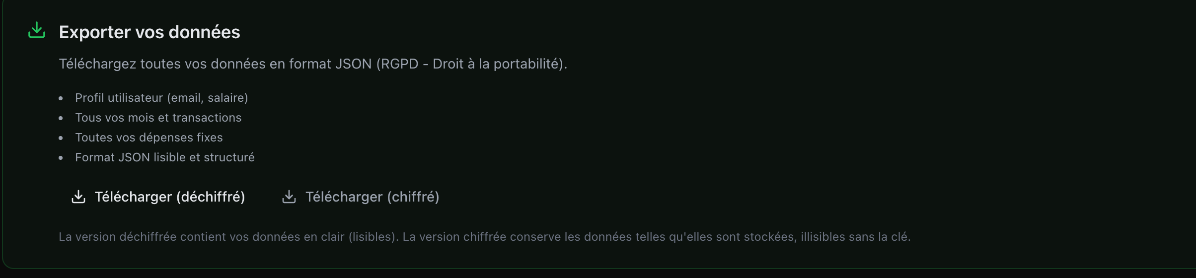 Export des données